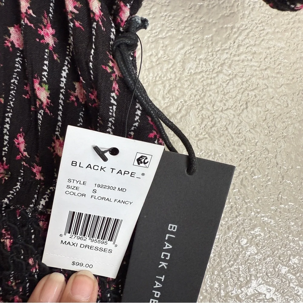Black Tape Black and‎ Pink Floral Maxi Dress Sz S NWT - Picture 9 of 12
